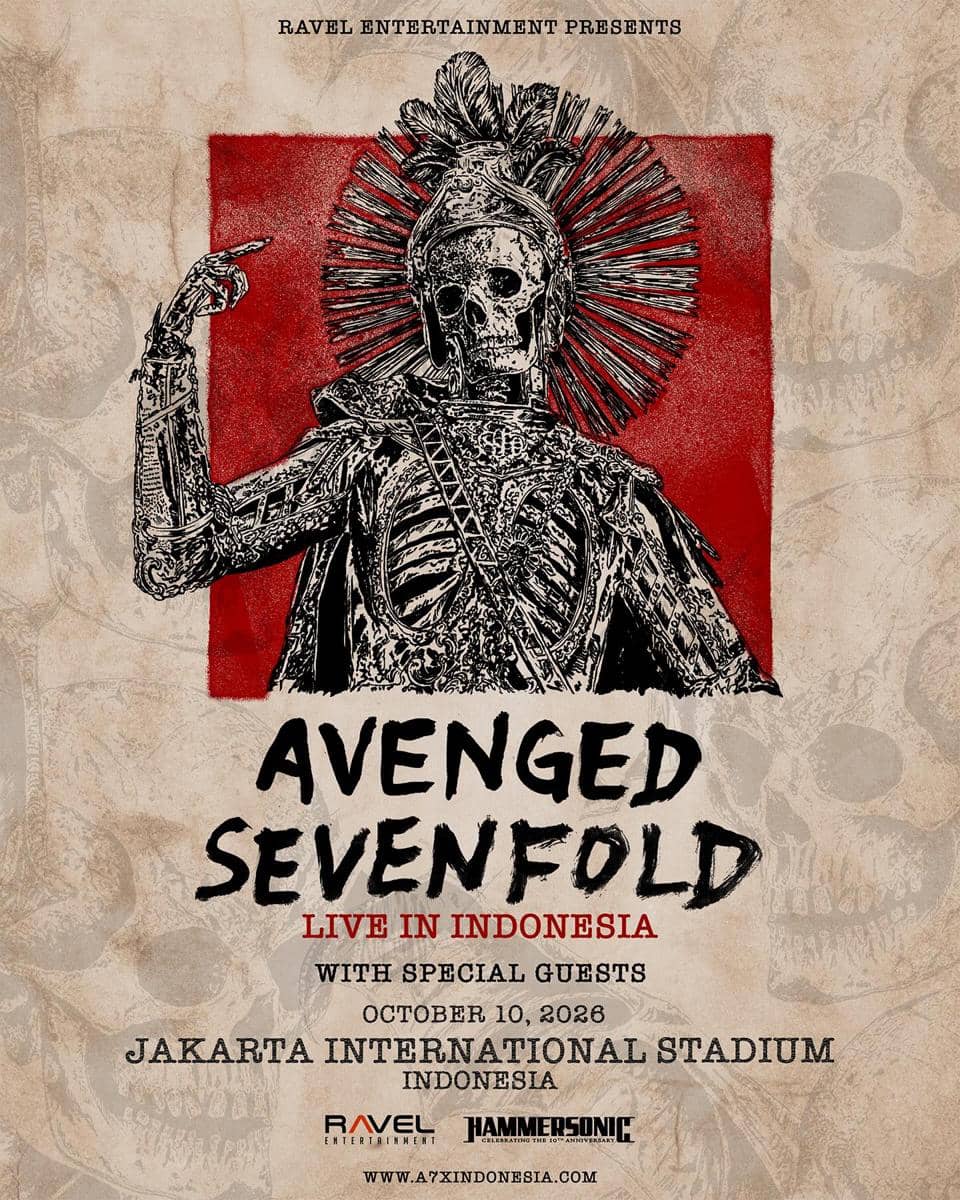 Poster konser Avenged Sevenfold di Indonesia yang diunggah melalui akun Instagram Ravel Entertainment.