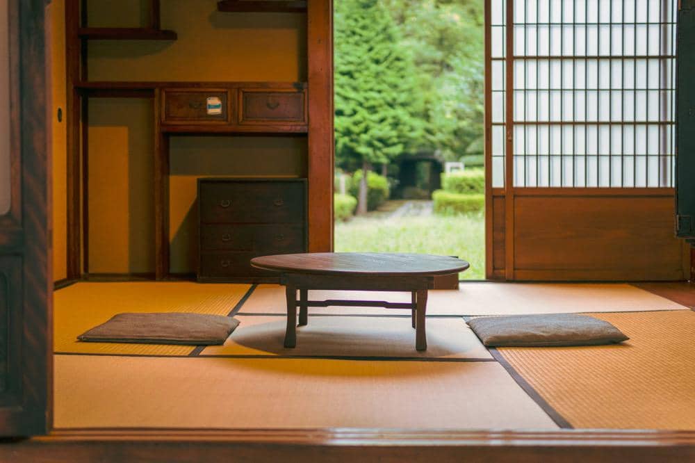 ilustrasi tatami di ruang tamu Jepang