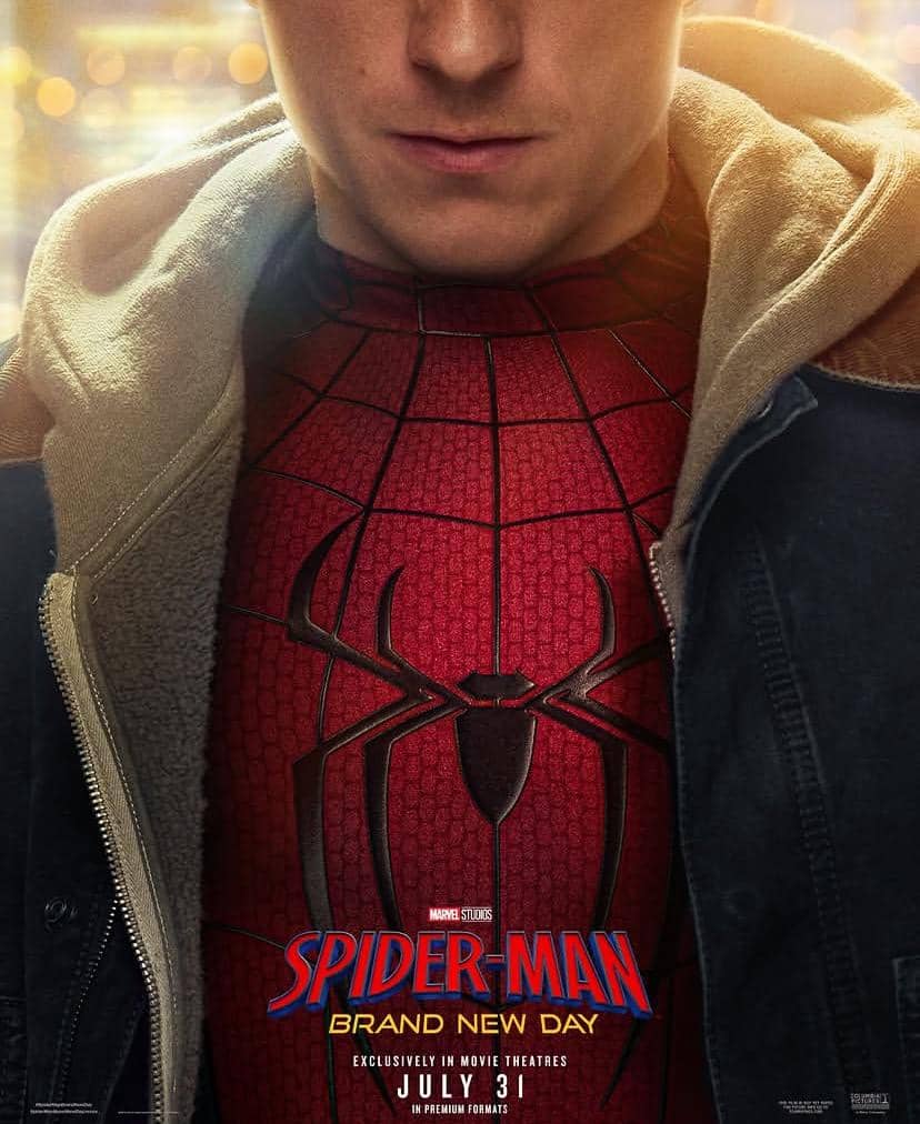 Visual promosi Spider-Man: Brand New Day dari akun Instagram resmi spidermanmovie dengan judul film pada tampilan.