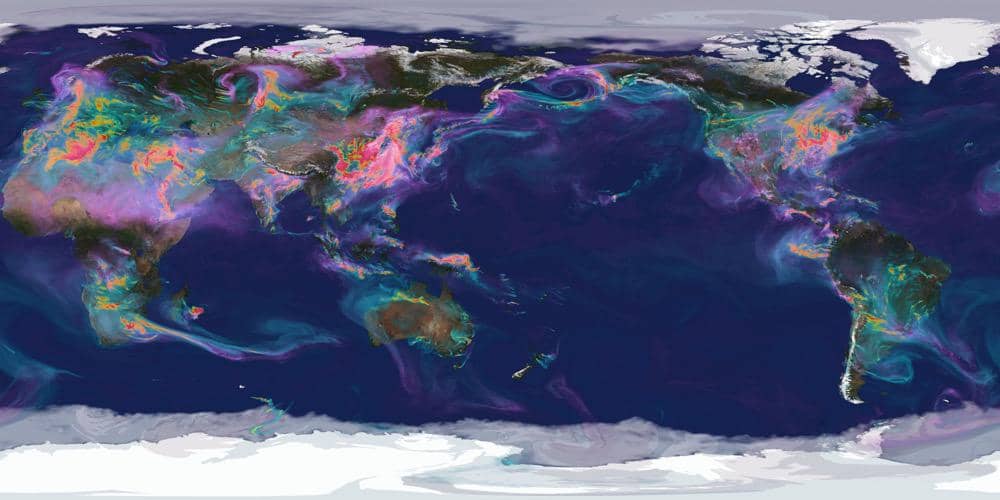Partikel aerosol asam sulfat dan sulfur dioksida di atmosfer Bumi