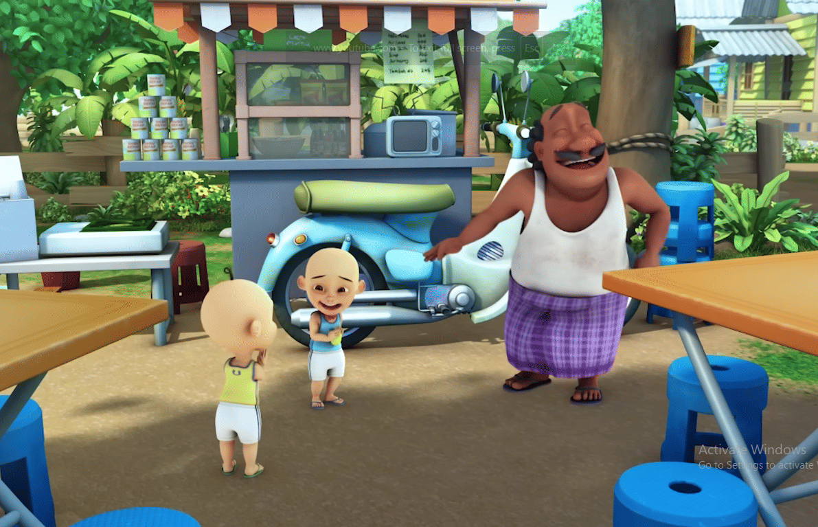 cuplikan episode Terlajak Laris di animasi Upin Ipin