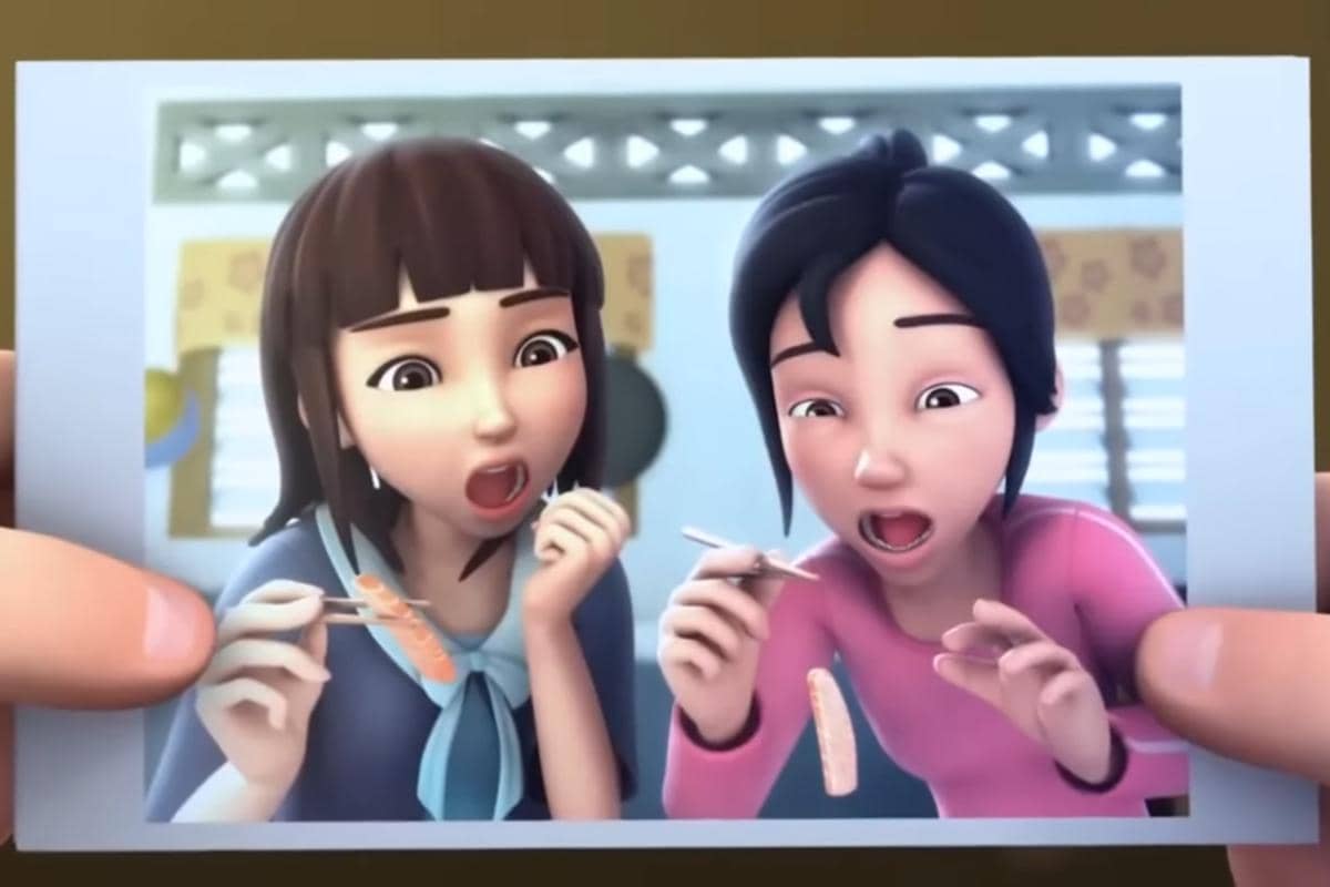 Karakter Upin & Ipin yang jago pakai sumpit