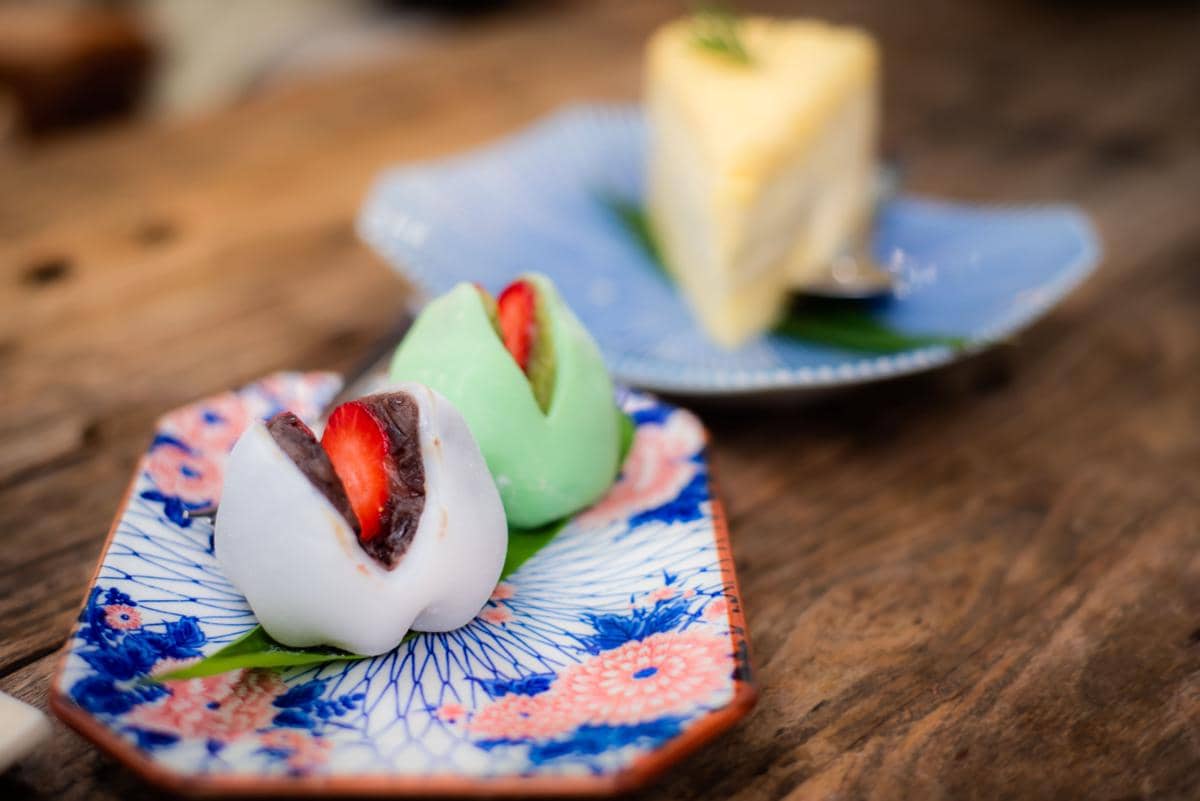 Ilustrasi mochi bites matcha