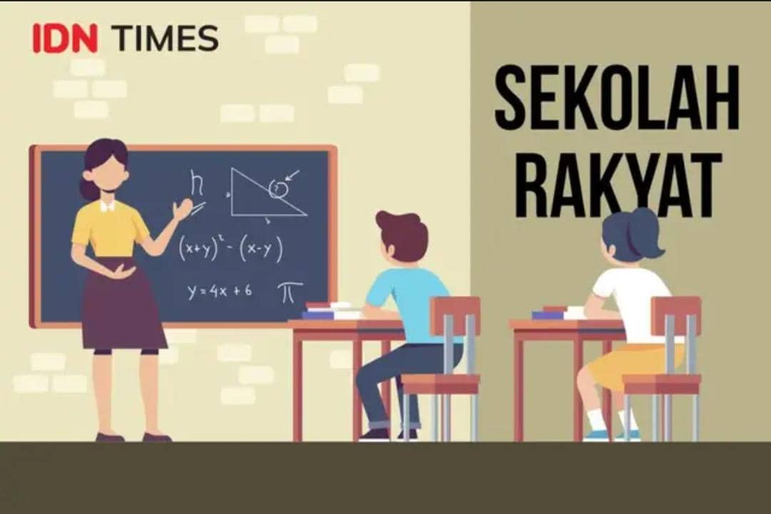 Ilustrasi bertema Sekolah Rakyat karya Sukma Mardya Shakti untuk artikel pendidikan di media IDN Times.