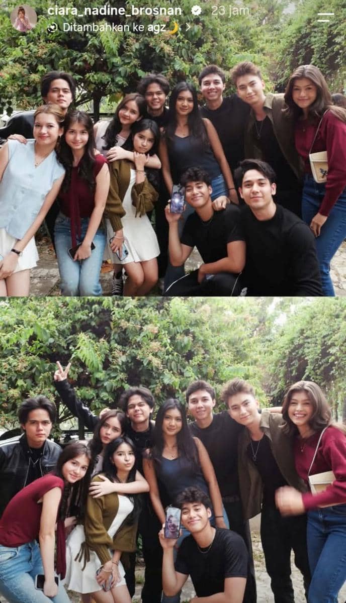 Sejumlah pemeran Asmara Gen Z berpose bersama dalam momen perpisahan yang dibagikan Ciara Nadine Brosnan.