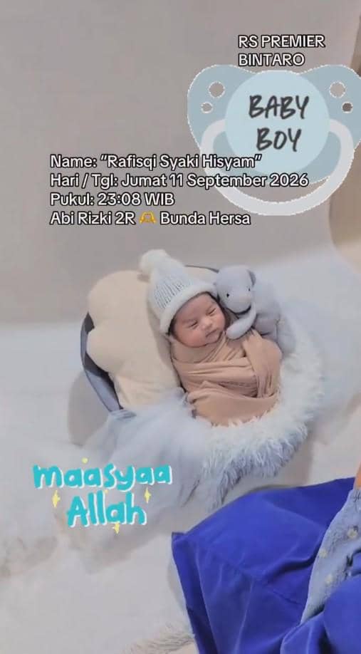 Istri Rizki D'Academy melahirkan anak pertama, kabar bahagia yang dibagikan melalui akun Instagram hersa_echaa.