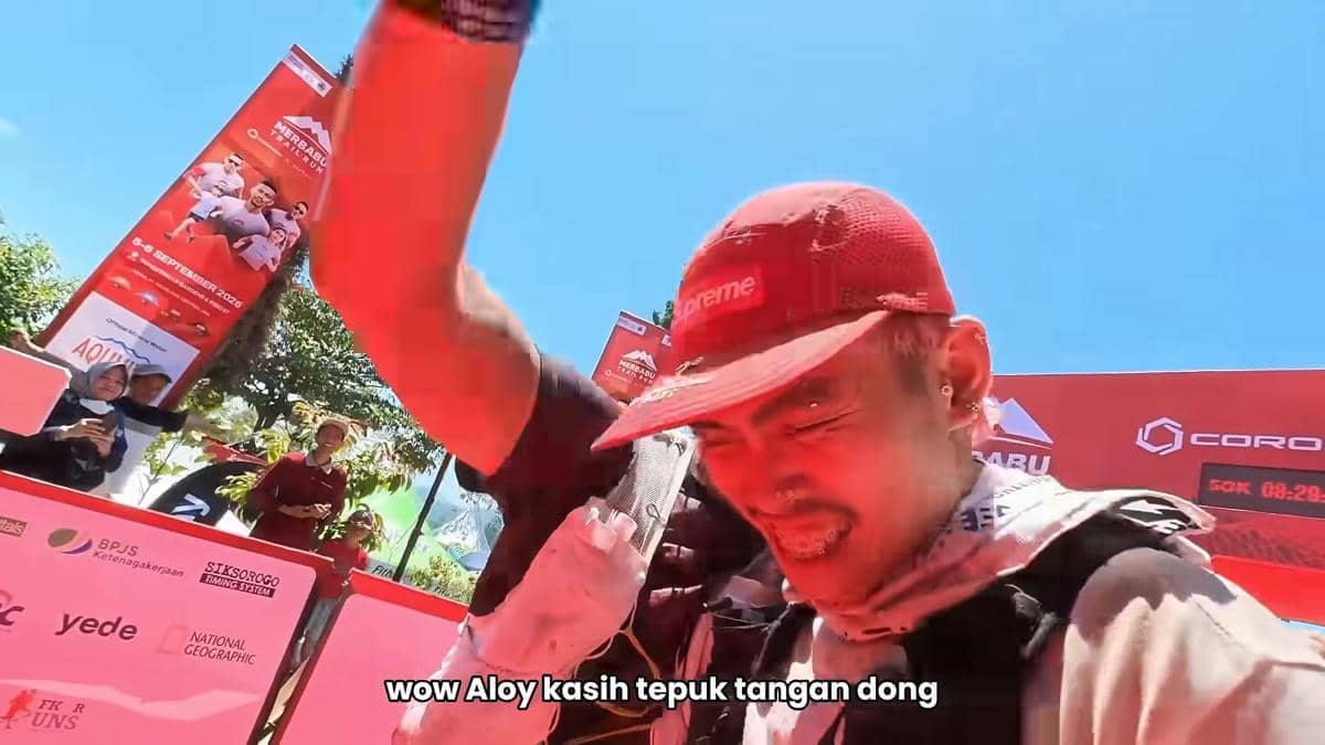 Mister Aloy pertama kali ikut trail run 25K di Merbabu (youtube.com/mister.aloyyy)