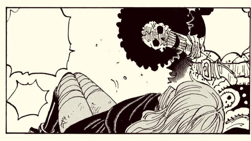Brook memandang Gunko yang akhirnya terbangun dalam panel manga One Piece karya Eiichiro Oda dari Shueisha.