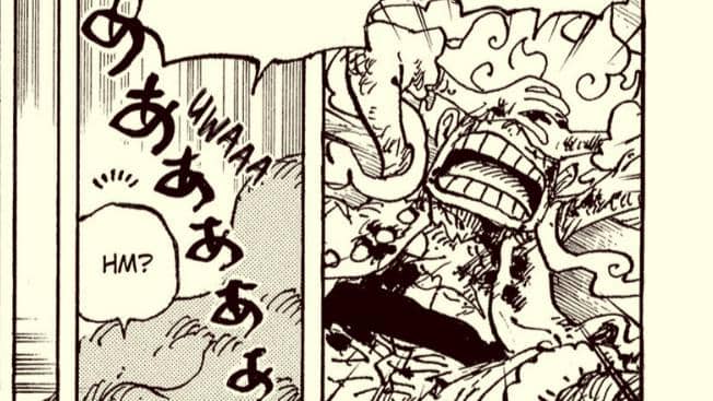Monkey D. Luffy dari One Piece berdiri tegar dengan ekspresi pantang menyerah, menolak tumbang di tengah pertarungan.