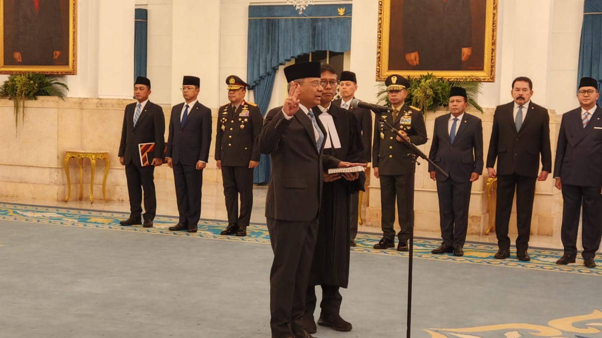 Suahasil Nazara resmi dilantik sebagai Menteri Keuangan (Menkeu) menggantikan Purbaya Yudhi Sadewa di Istana Negara, Jakarta, Senin (14/9/20