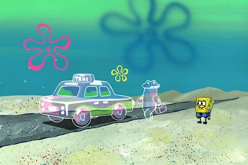 taksi gelembung yang dinaiki Bubble Buddy, kawan gelembung SpongeBob