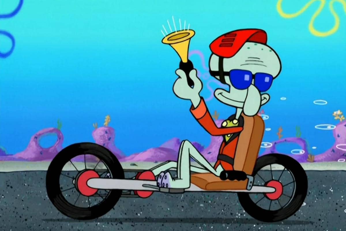 sepeda unik milik Squidward yang bisa dipakai sambil menyandarkan badan