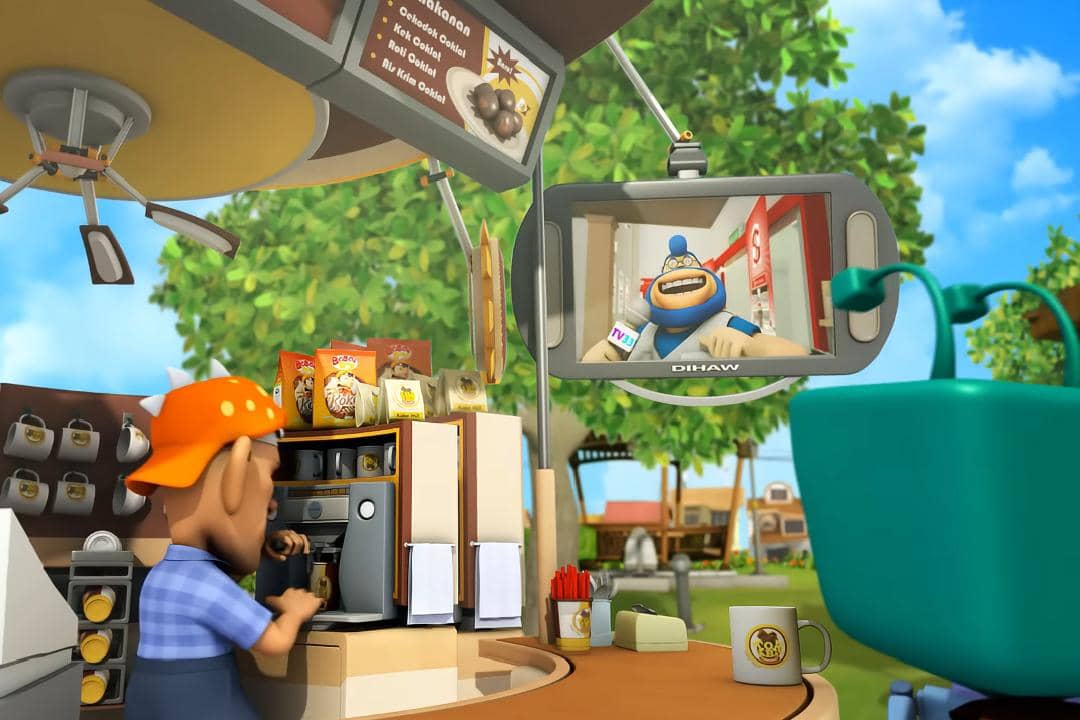 cuplikan acara "Kejap-Kejap BERITA" yang tayang di televisi kedai Tok Aba