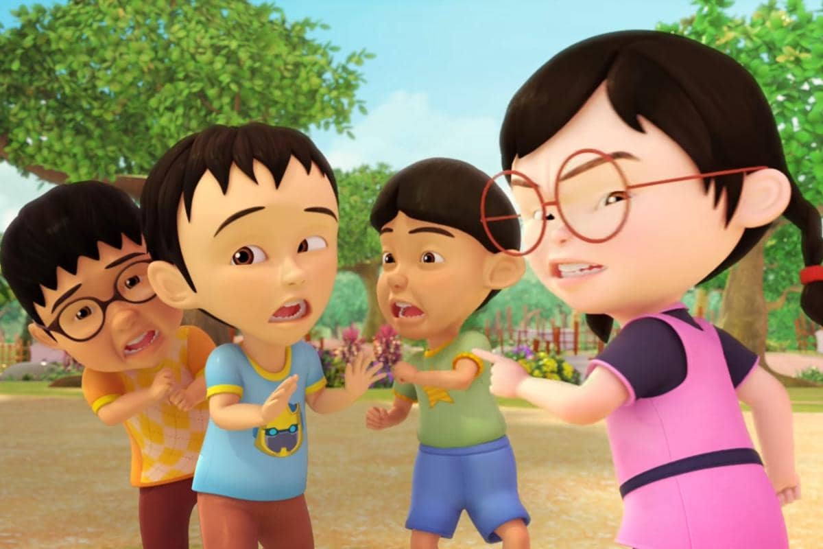teman-teman Upin Ipin bertengkar