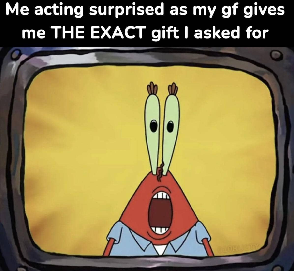 meme SpongeBob tentang hadiah