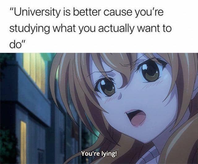 meme anime tentang gelar akademik dan jurusan kuliah