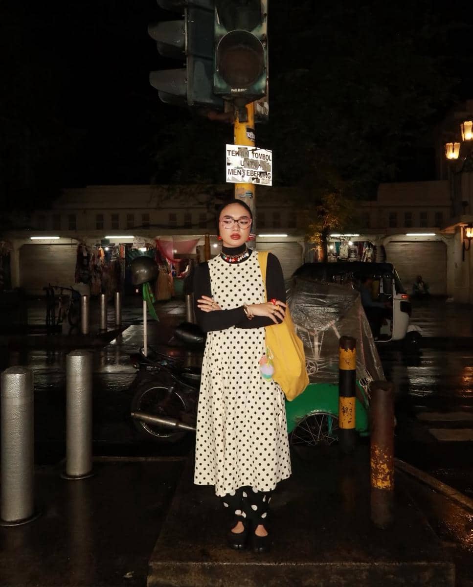 gaya outfit polkadot Nadya Aisha