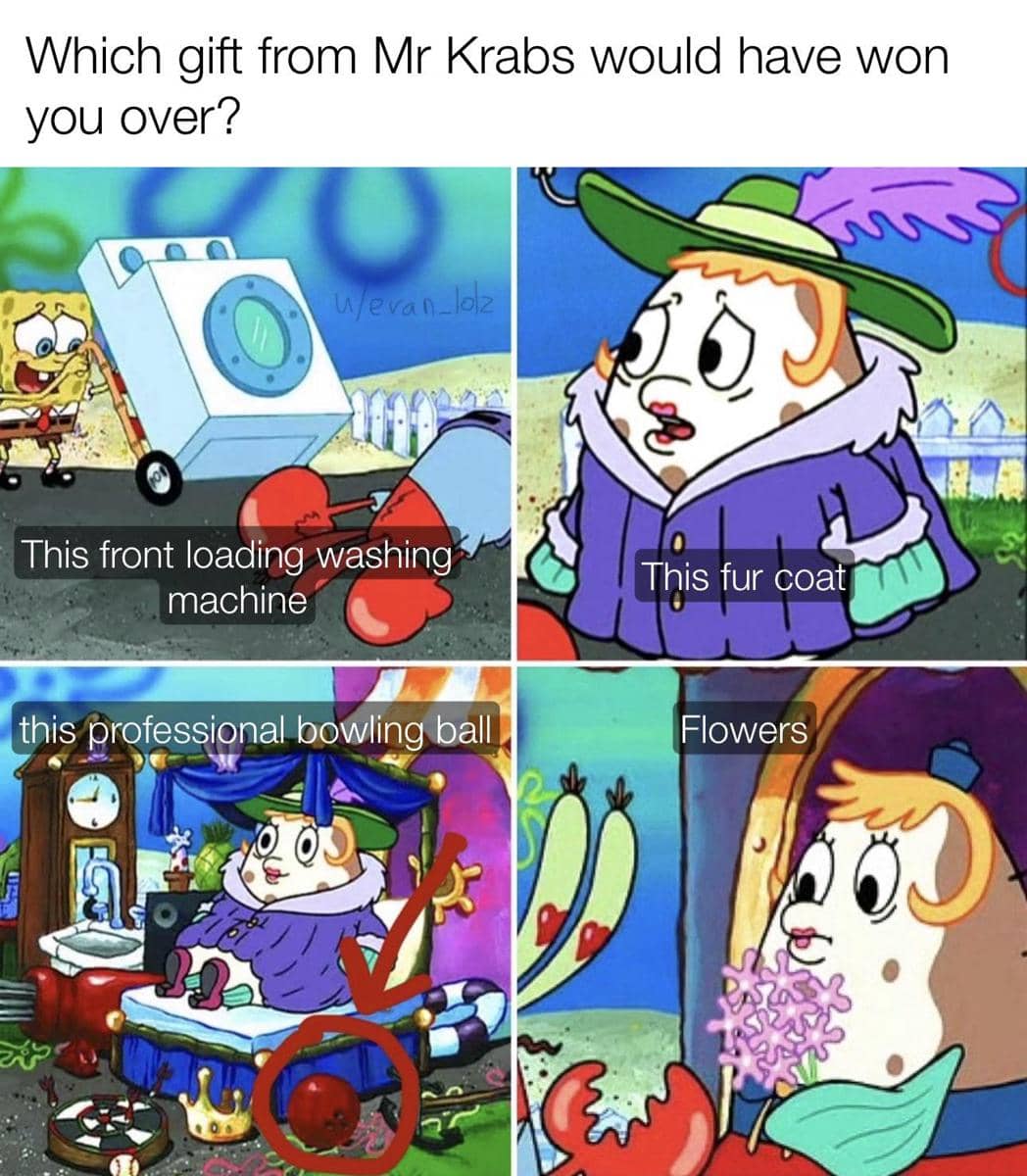 meme SpongeBob tentang hadiah