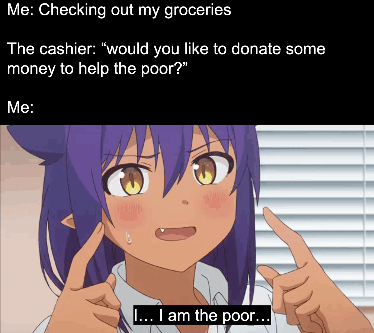 meme anime tentang gak punya uang
