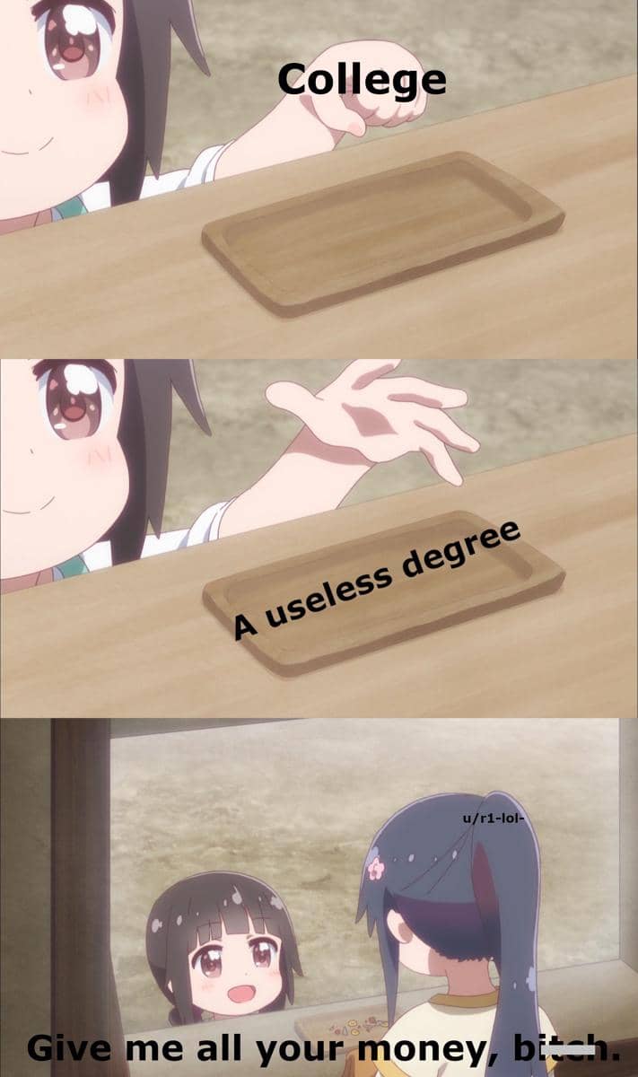 meme anime tentang gelar akademik dan jurusan kuliah