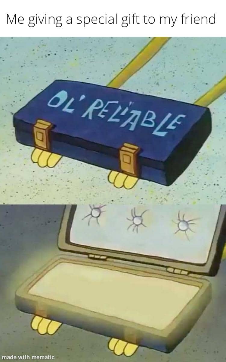 meme SpongeBob tentang hadiah