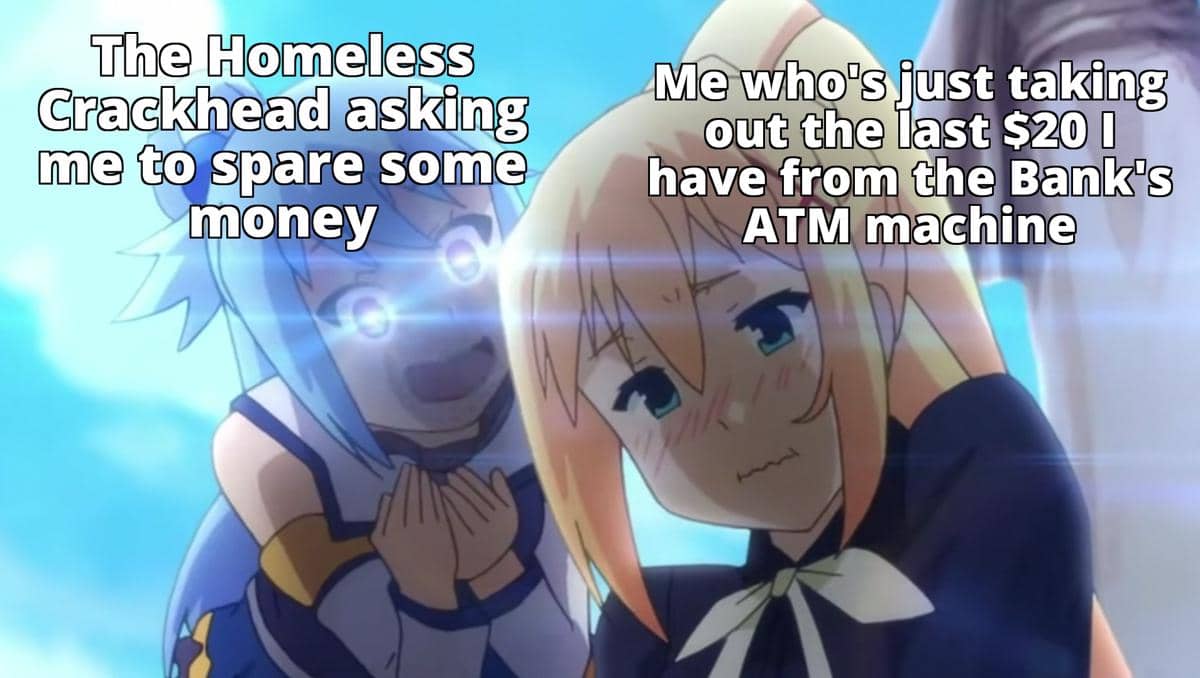meme anime tentang gak punya uang