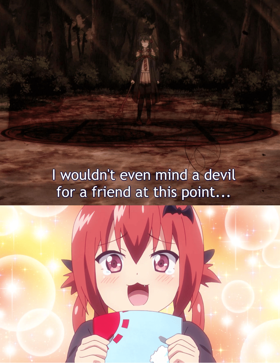Meme anime bertema hadiah dengan karakter bergaya anime dan teks percakapan bernuansa humor tentang pemberian.