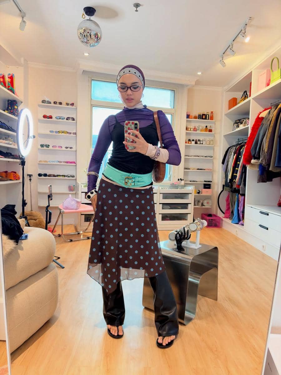 gaya outfit polkadot Nadya Aisha