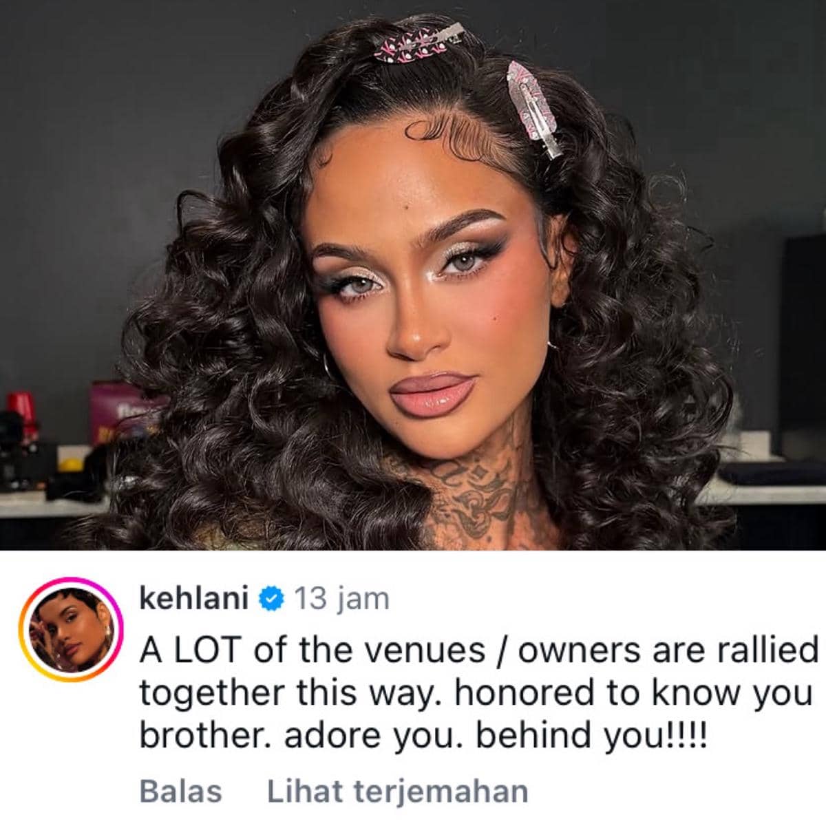 Potret Kehlani dari unggahan akun Instagram, disertai tampilan dirinya dalam sebuah foto yang dibagikan di media sosial.