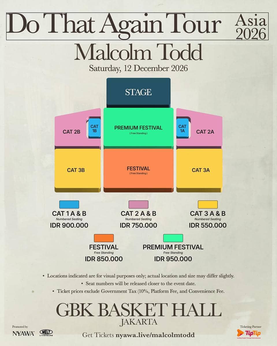 Harga tiket konser Malcolm Todd di Jakarta