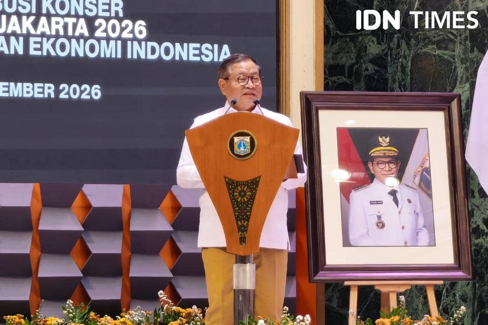 Potret press conference konser Ye Live in Jakarta yang digelar di Balai Kota DKI Jakarta, Selasa (15/9/2026) (IDN Times/Juan Dwi)