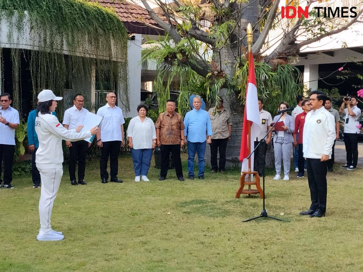 Enam atlet karate Indonesia menghadiri acara pelepasan oleh FORKI sebelum bertanding pada Asian Games 2026.
