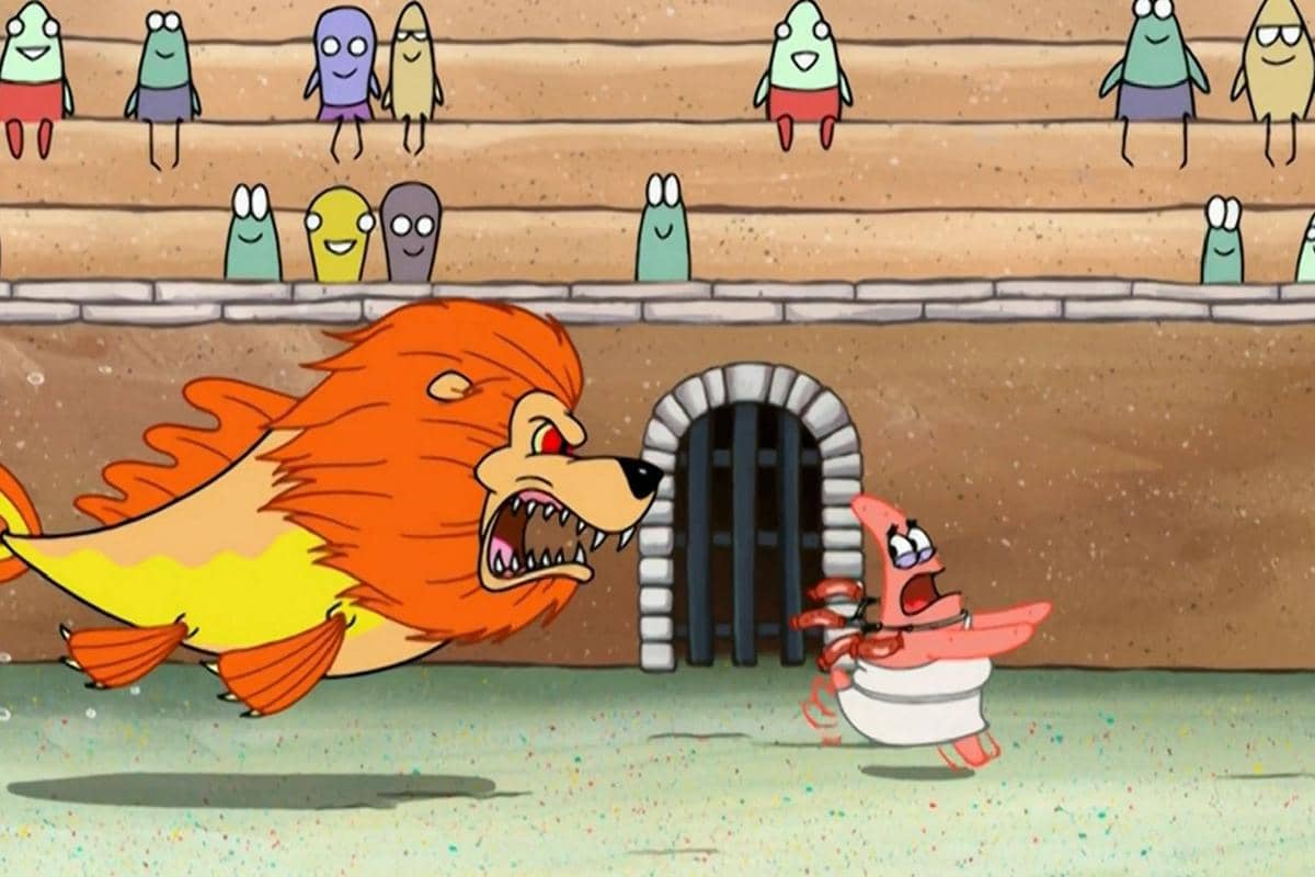 Lion Fish yang mengejar Patrick karena di lehernya terdapat sosis daging kesukaannya