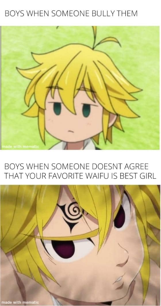 Meme anime tentang momen yang memicu emosi, disertai teks yang menggambarkan reaksi seseorang saat merasa terpicu.