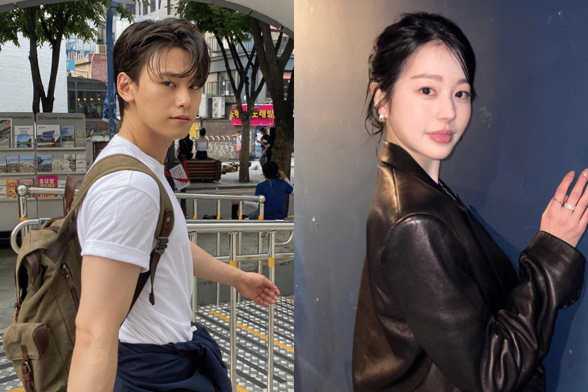 Kolase potret Cha Woo Min dan Jang Da Ah dalam dua unggahan Instagram dari akun masing-masing.