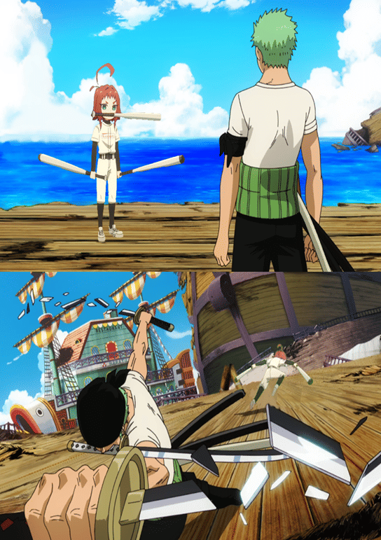 Meme bergaya anime bertema tongkat baseball dengan kredit unggahan pengguna Reddit NationalStrategy.