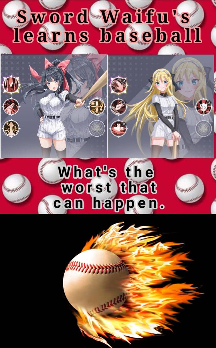 Meme bergaya anime tentang tongkat baseball, menampilkan karakter ilustrasi dan teks humor dalam beberapa panel.