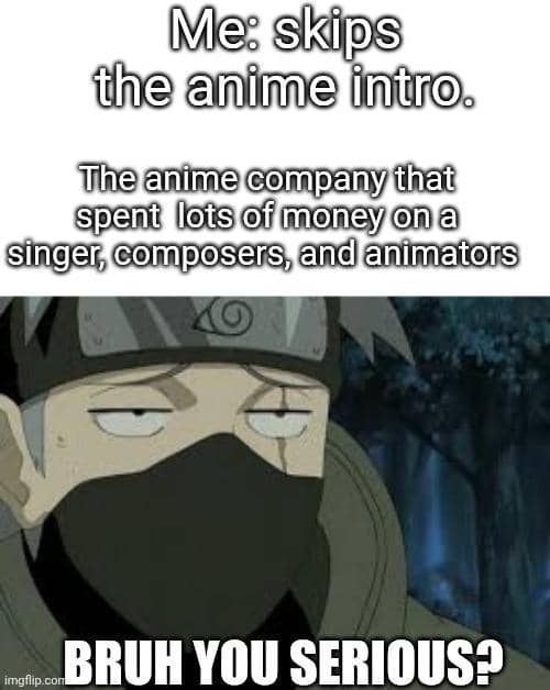 Meme bergaya anime tentang situasi di perusahaan, menampilkan karakter dengan ekspresi terkejut di kantor.