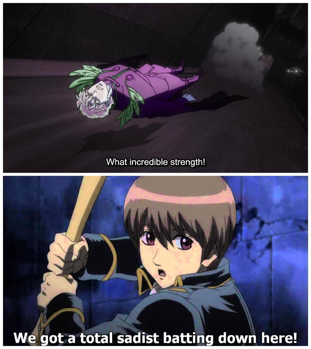 Meme bergaya anime bertema tongkat baseball yang dibagikan oleh pengguna Reddit constantsecond-guess.