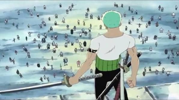 Zoro melawan pasukan Whisky Peak