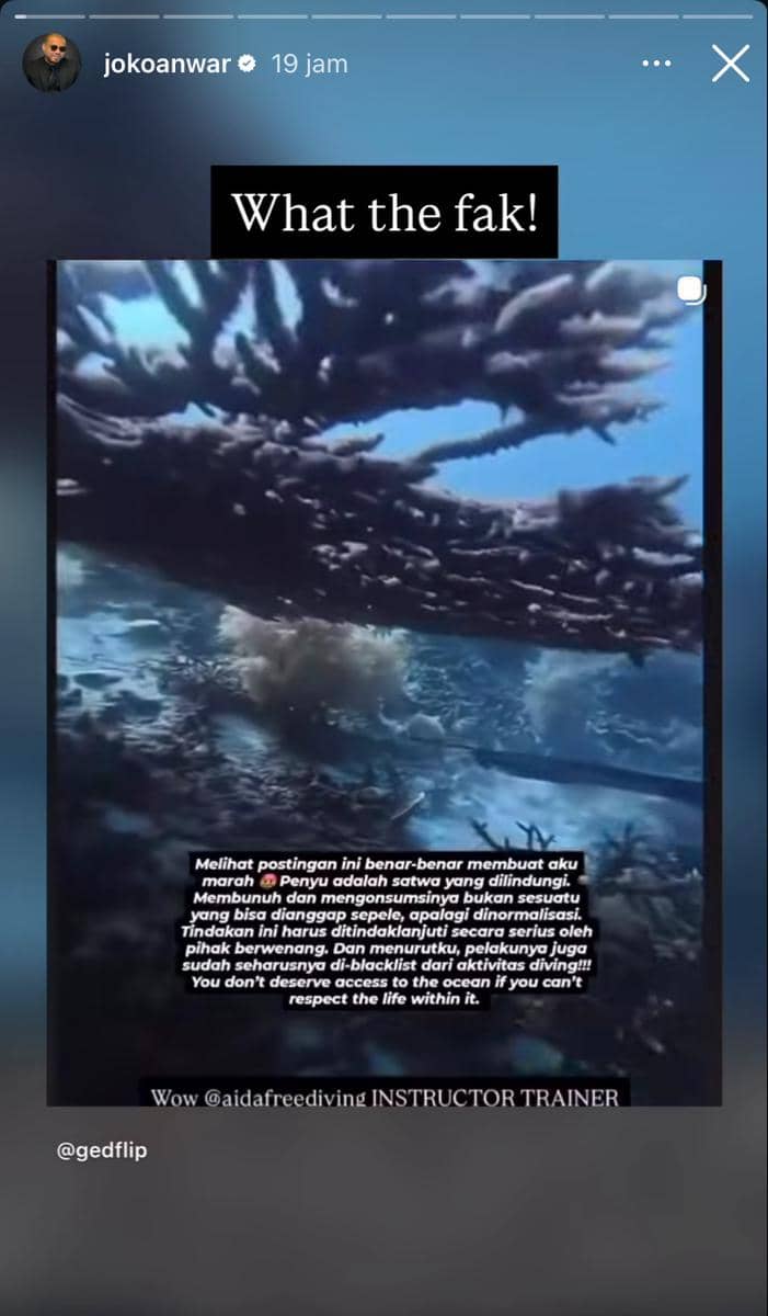 Tangkapan layar unggahan di akun Instagram Joko Anwar yang dibagikan melalui platform media sosial.