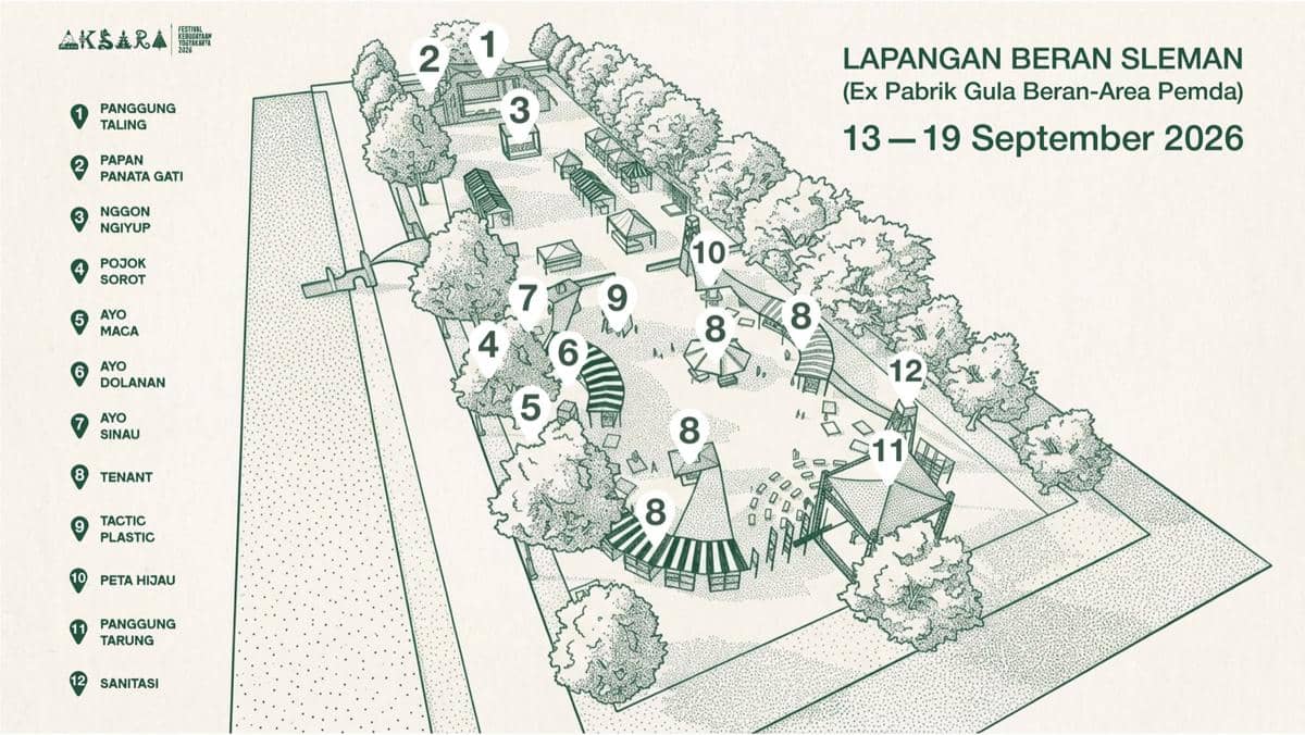 Peta area Festival Kesenian Yogyakarta 2026 sebagai panduan lokasi penyelenggaraan rangkaian acara FKY.