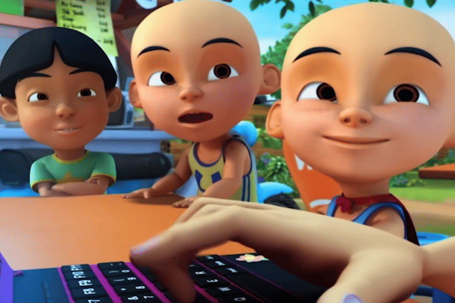 Mail, Upin, dan Ipin dalam episode "Usahawan Muda"