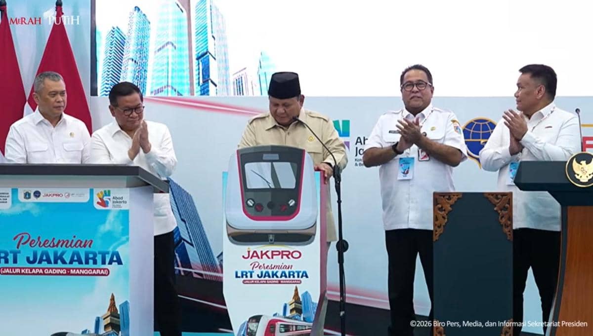 Presiden Prabowo Subianto meresmikan LRT Kelapa Gading-Manggarai, Jakarta, Rabu (16/9/2026).