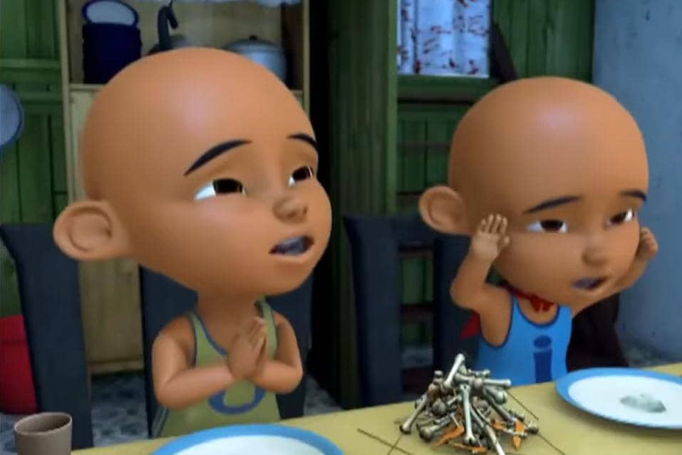 Upin dan Ipin berjanji untuk tak mengulangi sifat tamak mereka di kemudian hari