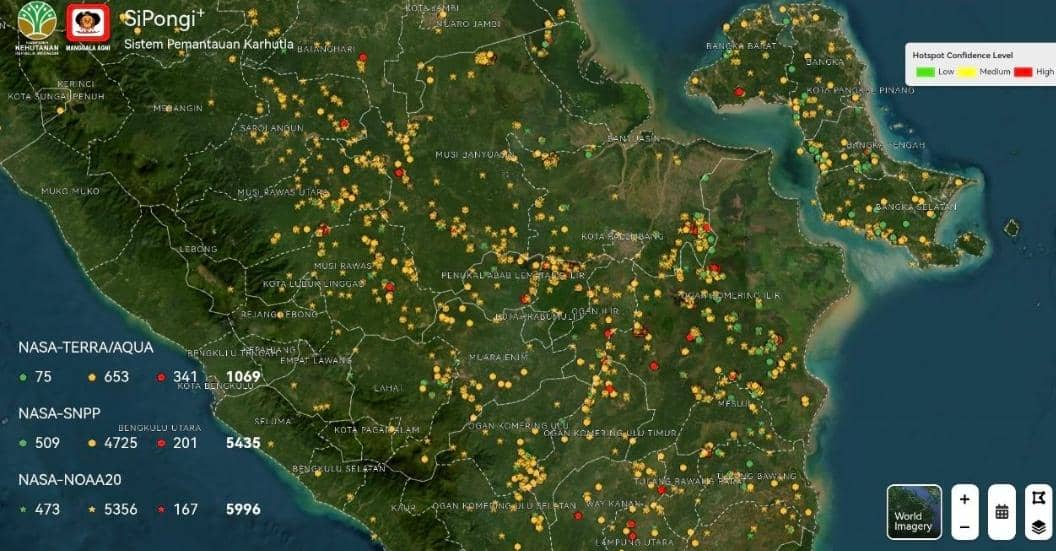 Hotspot Sumsel Muncul 2.545 Dalam Sehari, Tertinggi Sejak 2015