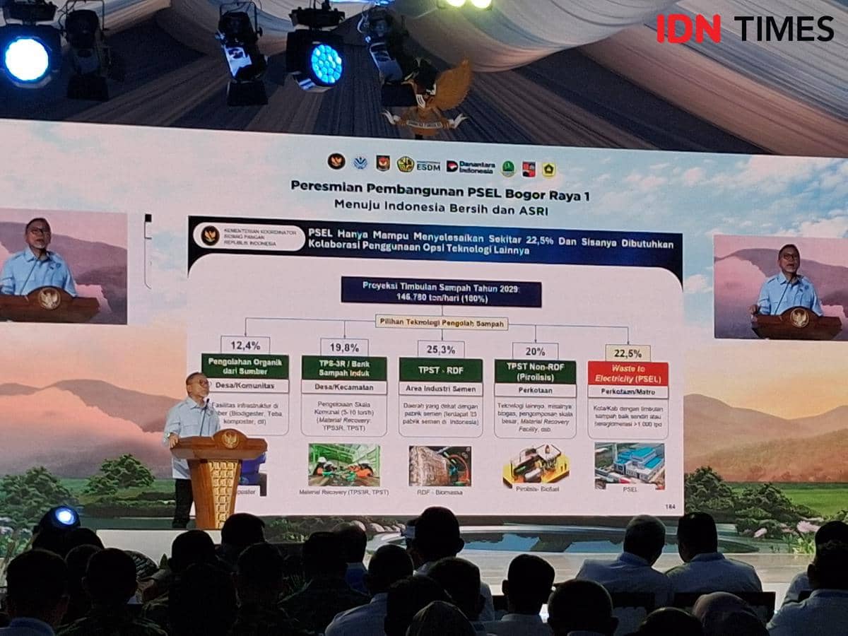 Menteri Koordinator Bidang Pangan Zulkifli Hasan menyampaikan sambutan pada awal proyek PSEL Bogor Raya 1.