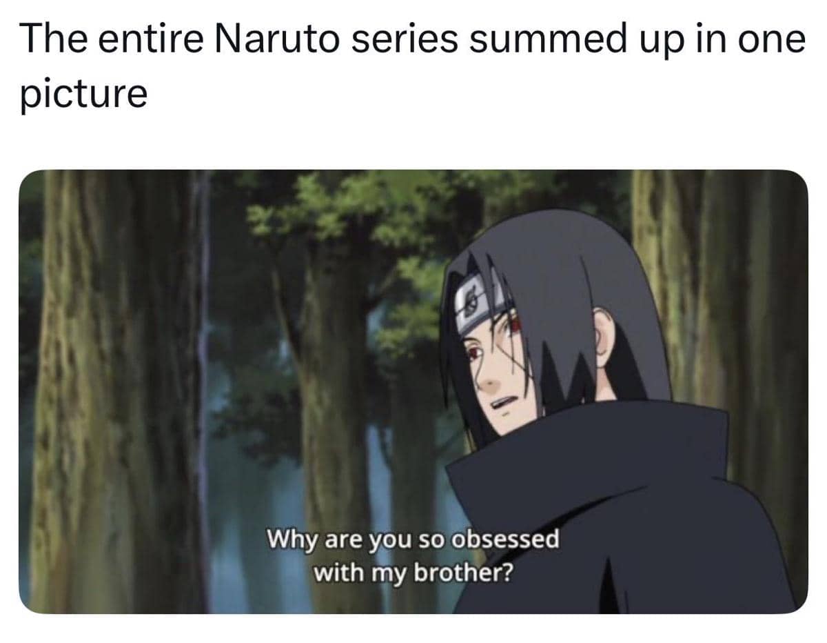 8 Meme Naruto tentang Obsesi, Di Otak Naruto Cuma Sasuke!