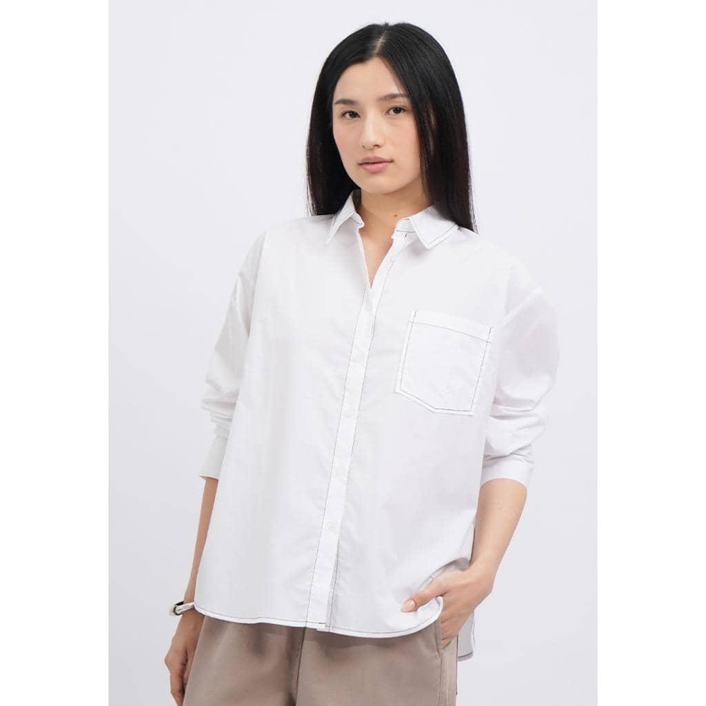 Et Cetera Long Sleeve Shirt with Front Pocket