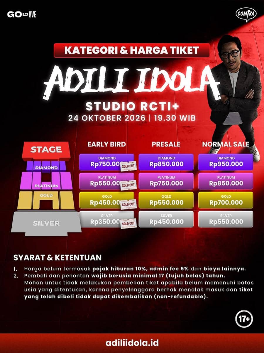 Poster promosi Adili Idola 3 bertajuk Celebrity Roast Andre Taulany yang diunggah akun Instagram Adili Idola.